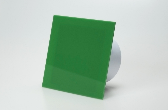 Ventilator med bev�gelsessensor 100mm/125mm, blankt plexiglas panel i gr�n