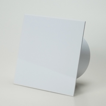 Ventilator med indbygget forsinket timer, 100mm/125mm, blank plexi hvid