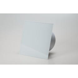 Ventilator med indbygget forsinket timer, 100mm/125mm, blankt hvidt glas