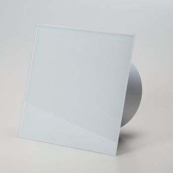 Ventilator med indbygget forsinket timer, 100mm/125mm, blankt hvidt glas