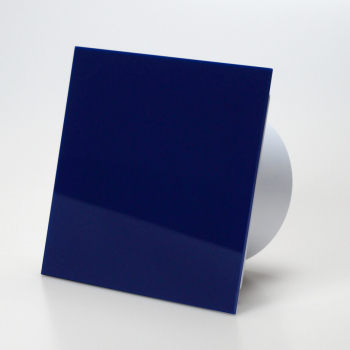 Ventilator med indbygget timer, 100mm/125mm, blankt plexiglas i bl