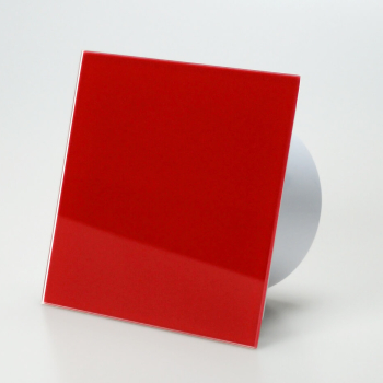 Ventilator med indbygget forsinket timer, 100mm/125mm, blankt rdt glas