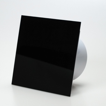 Ventilator med indbygget timer, 100mm/125mm, blankt plexiglas i sort