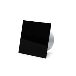 Fugtstyret ventilator (hygrostat), 100mm/125mm, blank plexifront i sort