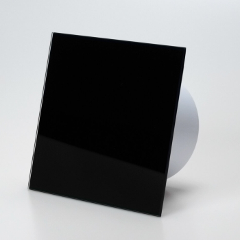 Ventilator med indbygget forsinket timer, 100mm/125mm, blank plexi sort