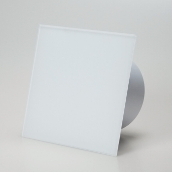 Ventilator med indbygget forsinket timer, 100mm/125mm, mat hvidt glas