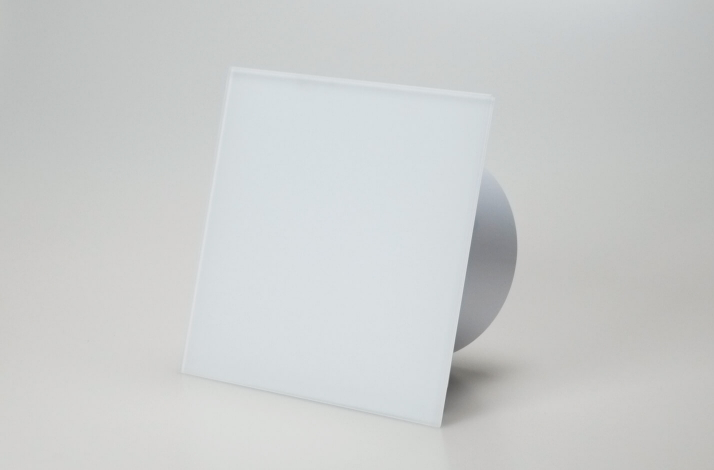 Ventilator med indbygget timer, 100mm/125mm, mat hvidt glas