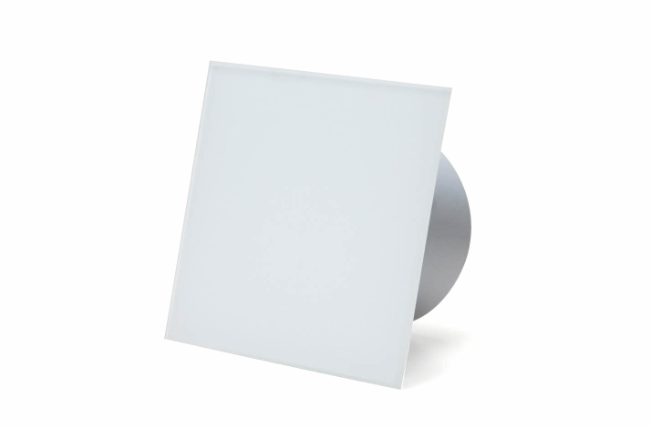 Ventilator, standard tnding, 100mm/125mm, mat hvid glasfront