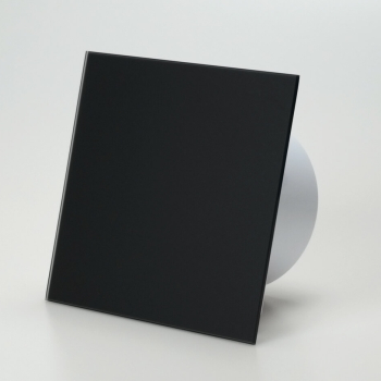 Ventilator med indbygget timer, 100mm/125mm, mat sort glas