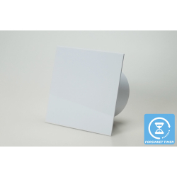 Ventilator med indbygget forsinket timer, 100mm/125mm, blank plexi hvid