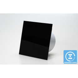 Ventilator med indbygget forsinket timer, 100mm/125mm, blank plexi sort