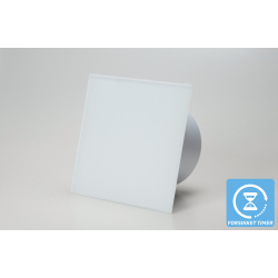 Ventilator med indbygget forsinket timer, 100mm/125mm, mat hvidt glas