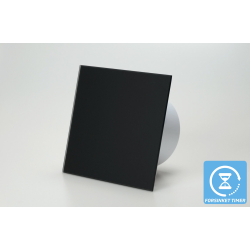 Ventilator med indbygget forsinket timer, 100mm/125mm, mat sort glas