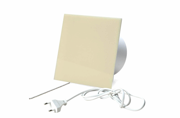 Ventilator med snoretrk, 100mm/125mm, plexiglas beige