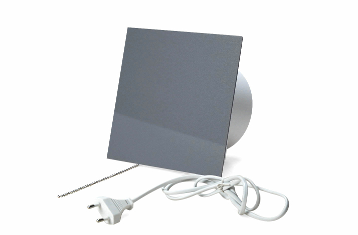 Ventilator med snoretrk, 100mm/125mm, plexiglas gr