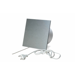 Ventilator med snoretrk, 100mm/125mm, brstet aluminium