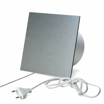 Ventilator med snoretrk, 100mm/125mm, brstet aluminium