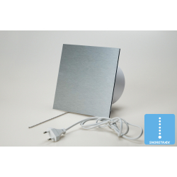Ventilator med snoretrk, 100mm/125mm, brstet aluminium