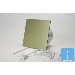 Ventilator med snoretrk, 100mm/125mm, brstet metal guldfarvet