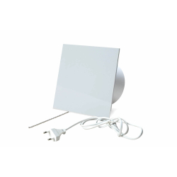 Ventilator med snoretrk, 100mm/125mm, plexiglas hvid