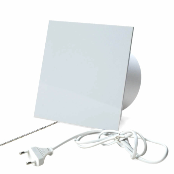 Ventilator med snoretrk, 100mm/125mm, plexiglas hvid