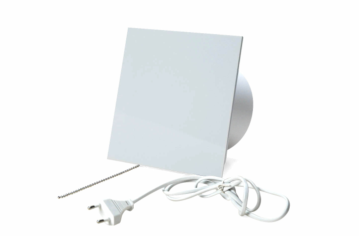 Ventilator med snoretrk, 100mm/125mm, plexiglas hvid
