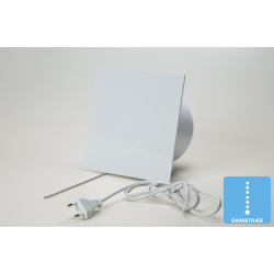 Ventilator med snoretrk, 100mm/125mm, plexiglas hvid