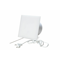 Ventilator med snoretrk, 100mm/125mm, plexiglas mat hvid