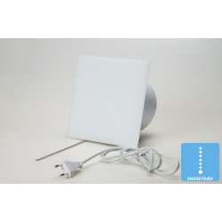 Ventilator med snoretrk, 100mm/125mm, plexiglas mat hvid