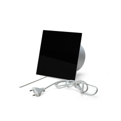 Ventilator med snoretrk, 100mm/125mm, plexiglas sort