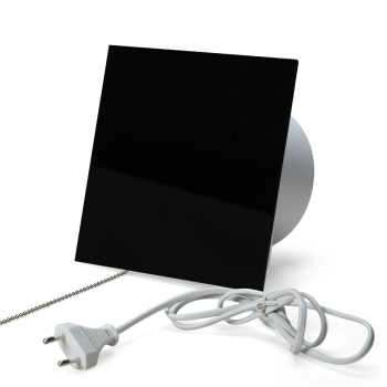 Ventilator med snoretrk, 100mm/125mm, plexiglas sort