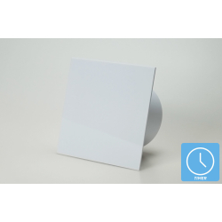 Ventilator med indbygget timer, 100mm/125mm, blankt plexiglas i hvid