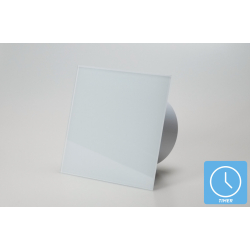 Ventilator med indbygget timer, 100mm/125mm, blankt hvidt glas