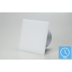 Ventilator med indbygget timer, 100mm/125mm, mat plexiglas i hvid