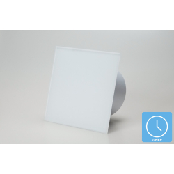 Ventilator med indbygget timer, 100mm/125mm, mat hvidt glas