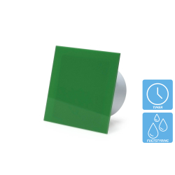 Fugtstyret ventilator (hygrostat), 100mm/125mm, blank plexifront i grn