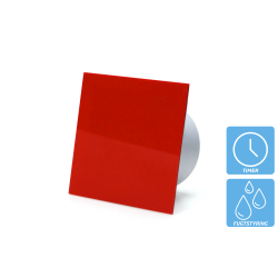 Fugtstyret ventilator (hygrostat), 100mm/125mm, blank plexifront i rd