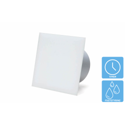 Badevrelsesventilator (hygrostat), 100mm/125mm, mat plexifront i hvid