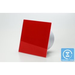 Ventilator med indbygget forsinket timer, 100mm/125mm, blankt rdt glas