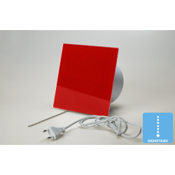 Ventilator med snoretrk, 100mm/125mm, blank rd glasfront