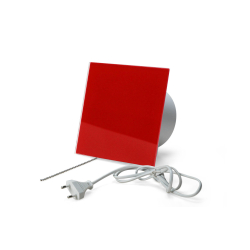 Ventilator med snoretrk, 100mm/125mm, blank rd glasfront